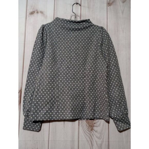 Talbots Shirt Ladies Small Gray White Polka Dot Long Sleeve Light Weight - Picture 2 of 7